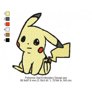 Pokemon Sad Embroidery Design